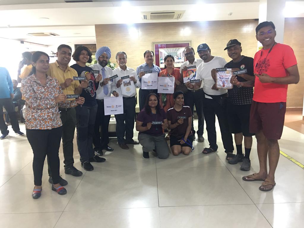 Rotarians participating in the Bike rally - “75 Riders” 75 bikers (Rotarians & non-Rotarians) flagged off a bike rally with the motto “Fit India” touching all the states & international borders in 75 days to commemorate the 75th year of Independence.