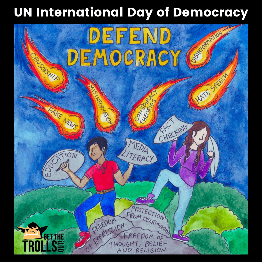 GetTrollsOut's tweet photo. Today we are celebrating the @UN International Day of Democracy.

'This year, #DemocracyDay will focus on the importance of media freedom to democracy, peace, and delivering on the Sustainable Development Goals.'
https://t.co/RiI1DzDzTv

#InternationalDayofDemocracy @MDI_UK https://t.co/9CIeh46mdD