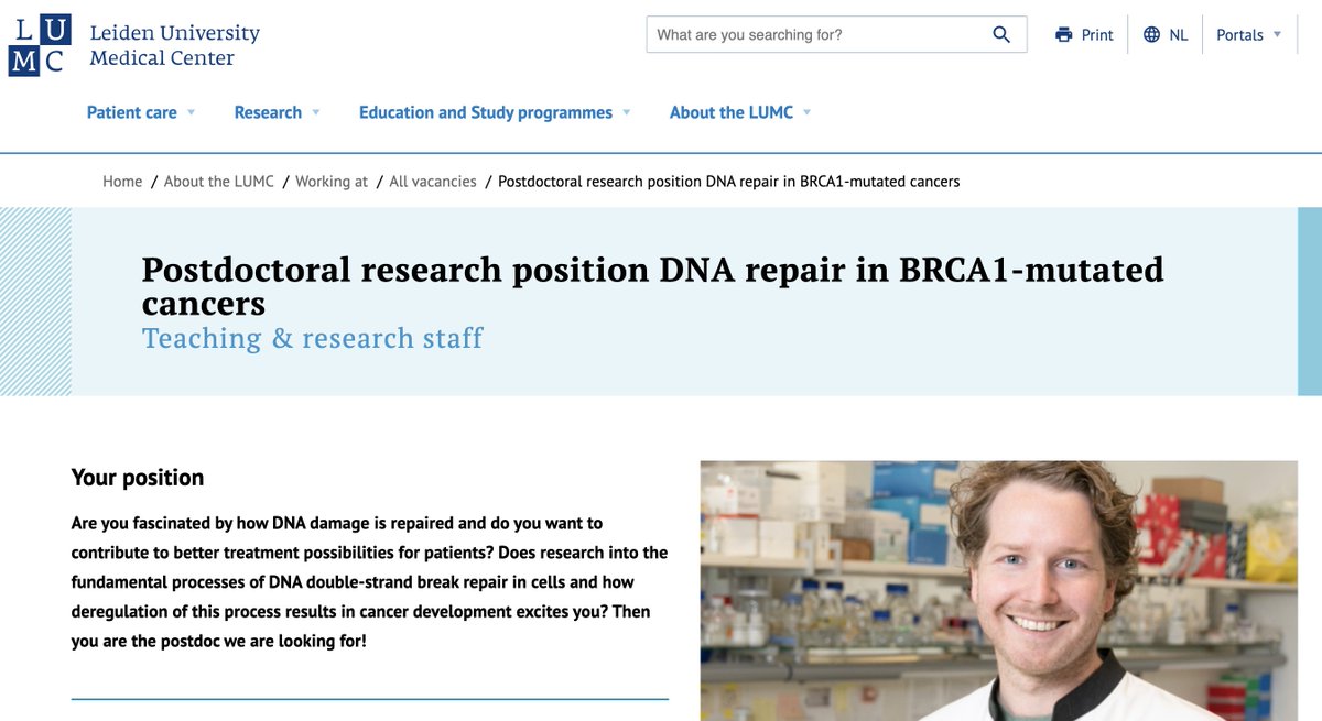 We have an open postdoctoral research position to study DNA repair pathway choice in BRCA1-mutated cancers. Interested in studying this process to find new therapies for these cancers? Please apply here 👉 is.gd/o7tS2D