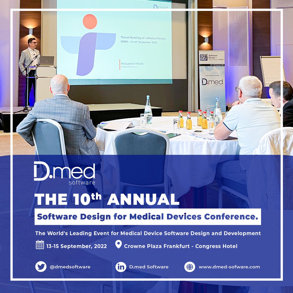 dmedsoftware's tweet photo. 📍10th Annual Software Design for Medical Devices Global Forum in #Frankfurt, #Germany.

Our Head of Software Development &amp; Electronics, Alessandro Vitiello spoke on: "Utilizing The Threat Modeling Approach As A #Cybersecurity Risk Assessment Methodology". #softwaredevelopment https://t.co/Gk54sJN3Bj