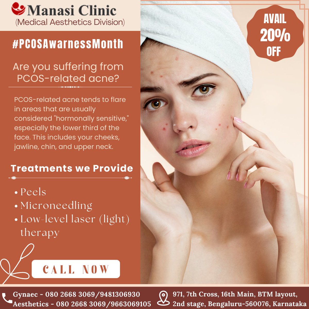 ManasiClinic's tweet photo. PCOS

𝑪𝒂𝒍𝒍 𝒖𝒔 : 𝑮𝒚𝒏𝒂𝒆𝒄 080 2668 3069 / +91 9481306930
𝑨𝒆𝒔𝒕𝒉𝒆𝒕𝒊𝒄𝒔 +91 9663069105
Visit - https://t.co/3TktVIKFKx
.
.
.
#acne #acneawarenessmonth #skincare #pcosawareness #pimpleproblemsolution #mansiclinic #DrSumanSingh #BTMbanglore #banglore #MansiClinicBTM https://t.co/itoFHpKFAu