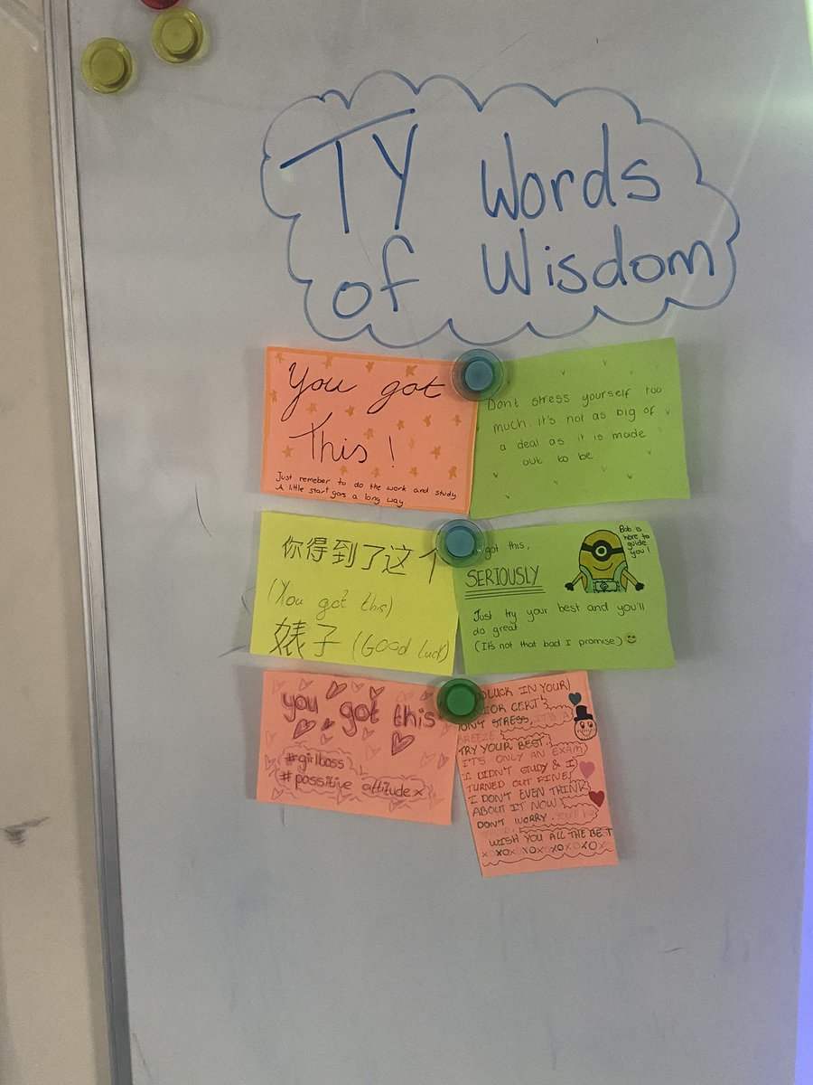 TY students leaving some words of wisdom and advice for our 3rd years this morning ✨