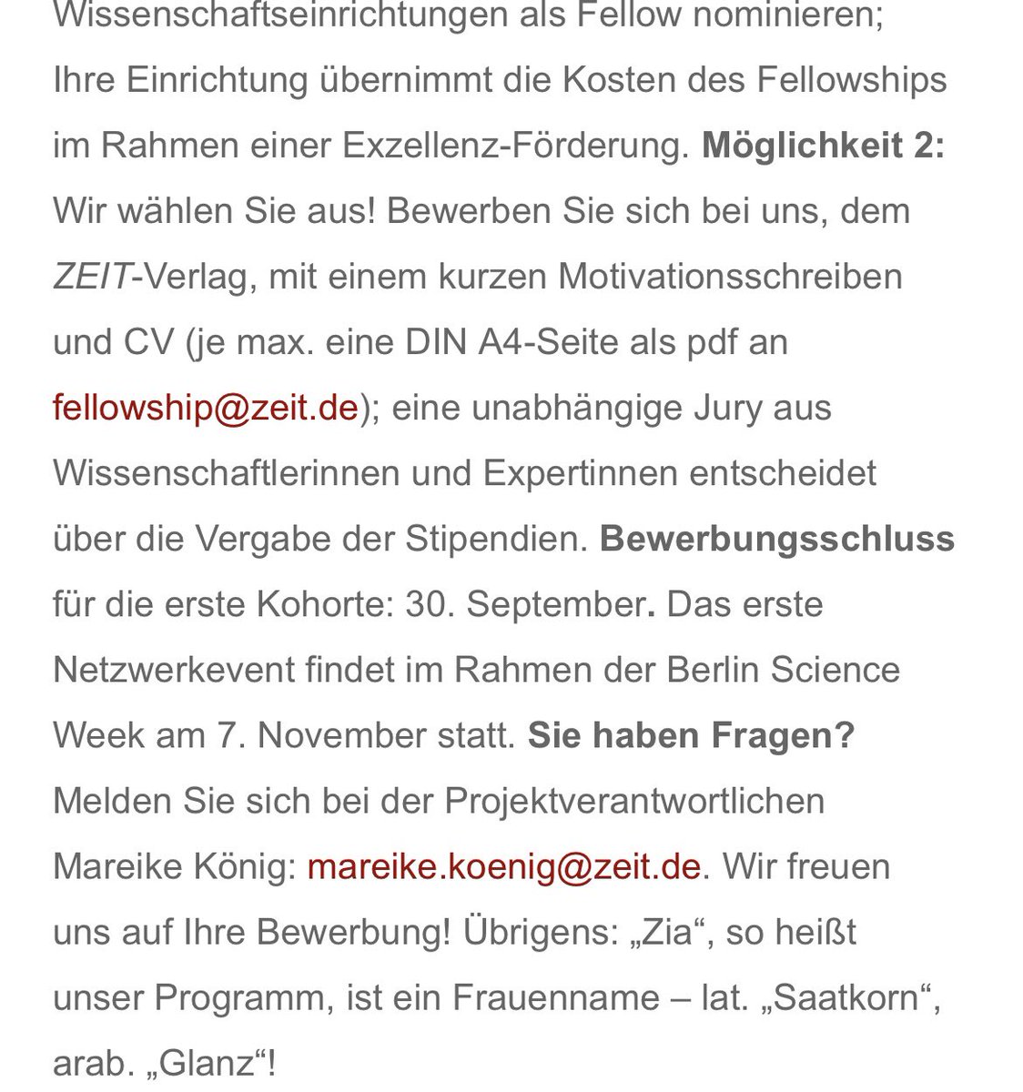 Wir machen was neues bei der ZEIT: #Zia, ein Netzwerk für Wissenschaftlerinnen. Apply for a fellowship or ask your institution to fund you!