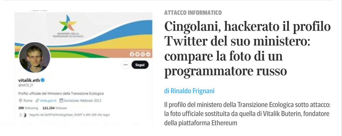 ilkenni's tweet photo. @Corriere informarsi prima per informare dopo. Come fate a fare dei titoli senza sapere chi sia @VitalikButerin? #disinformazione #Ethereum https://t.co/W5DvlMJ9SY
