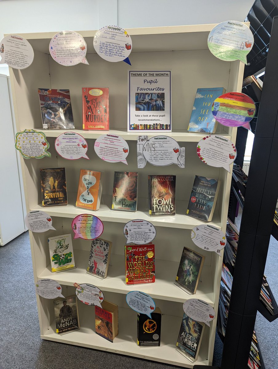 The library theme of the month is Pupil Favourites. Check out the most popular books this year📚💗