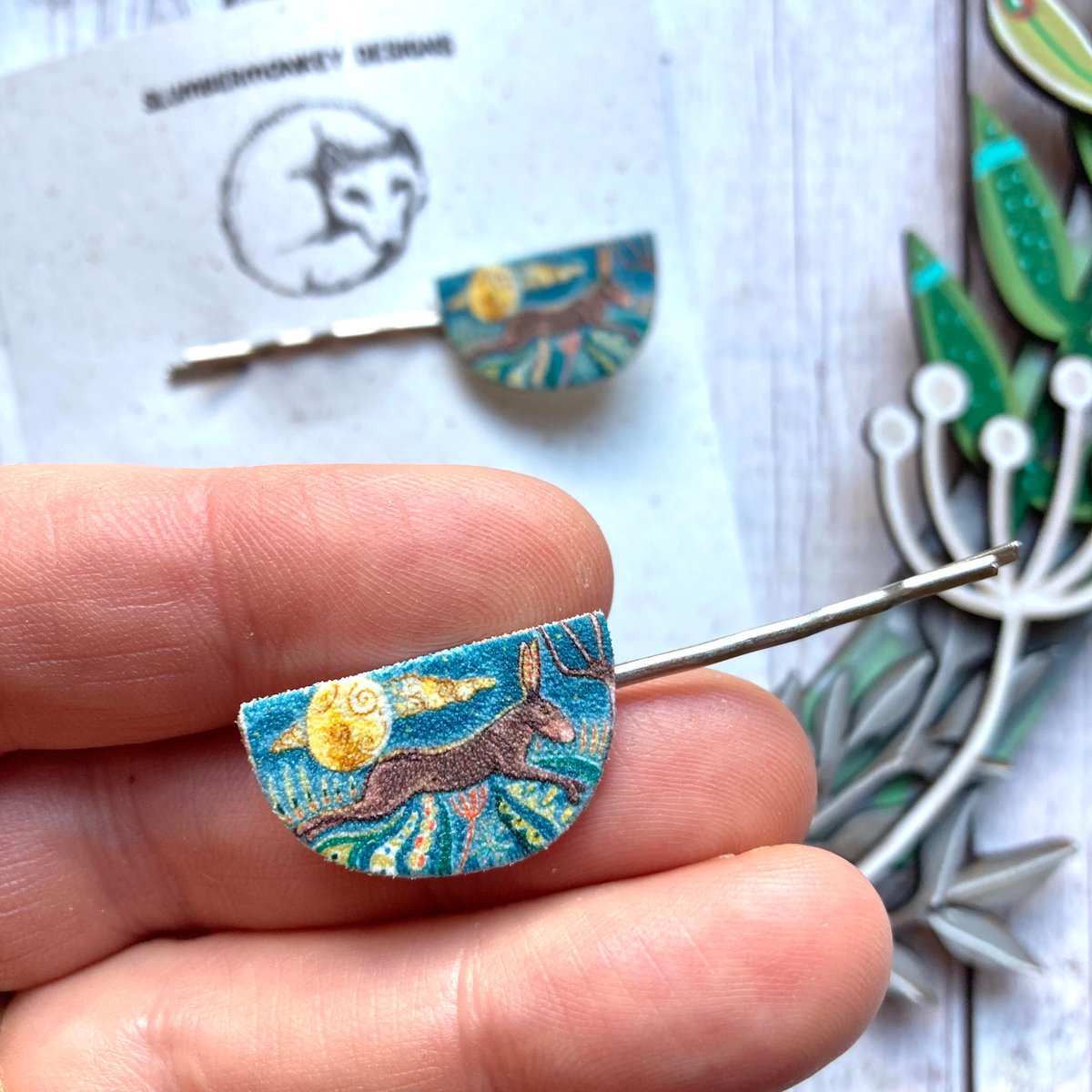 buck_lj's tweet photo. Woodland Hare Hair Pins, Celestial Hares, Cute Hair Accessories, Unique Gift For Her, Nature Lover Gift, Best Friend Gift. https://t.co/69jUOZI4vG #Slumbermonkey #Etsy #ShrinkPlastic https://t.co/cnosoyL1ga