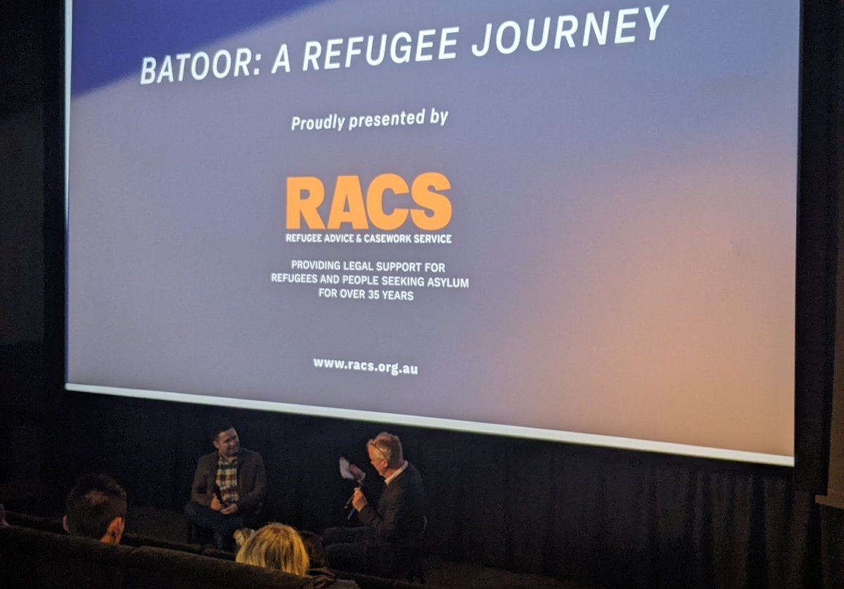 Great to hear from <a href="/BaratBatoor/">Barat Ali Batoor</a> in person in Sydney at the <a href="/RACSaustralia/">RACS</a> screening of his incredible documentary "BATOOR: A Refugee Journey ".