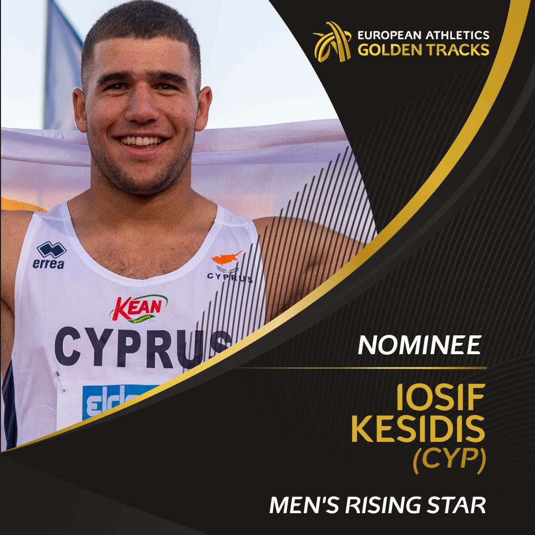 EuroAthletics's tweet photo. RT to vote for Iosif Kesidis! 🇨🇾

🥇 European U18 hammer champion
🥉 World U20 bronze medallist 
📊 World U18 leader with 84.05m

🗳 Voting closes on Friday 30 September.

#GoldenTracks https://t.co/gGtT9pB4fQ