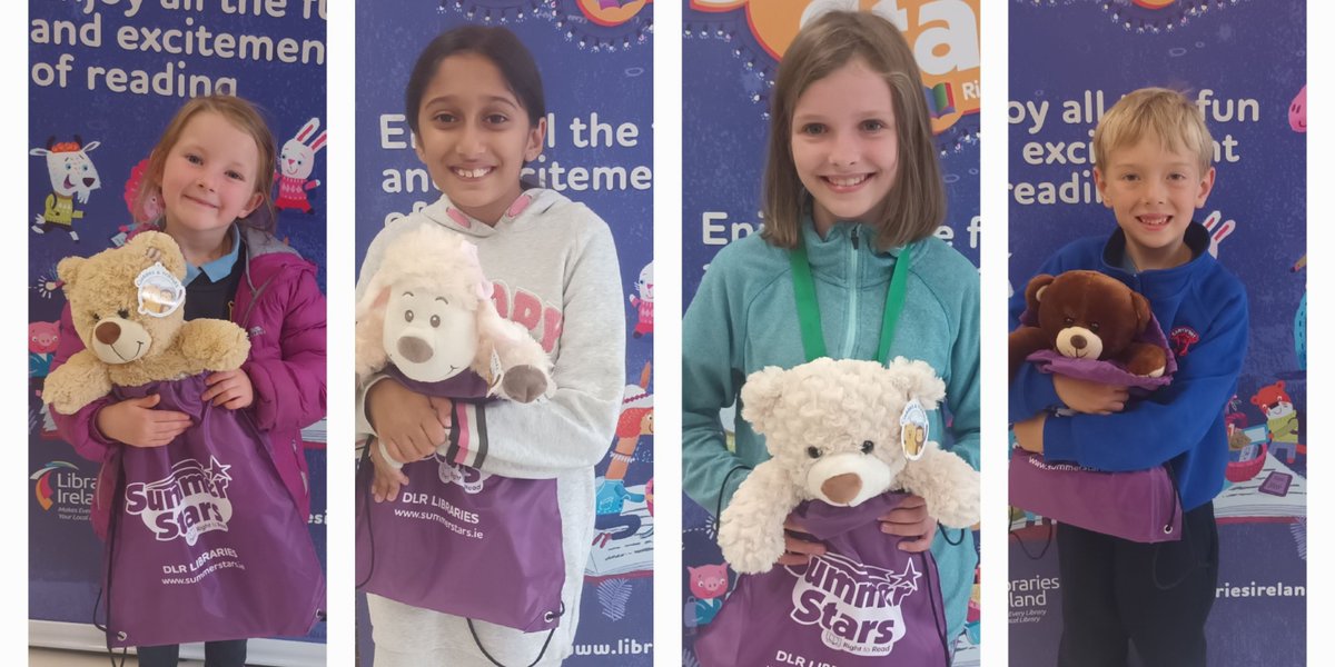 DLR_Libraries's tweet photo. Congratulations to four of our #BlackrockLibrary #SummerStars local winners Juno, Fatima, Maeve and Evan #DLRLibraries #RightToRead https://t.co/abyE1iOEjY