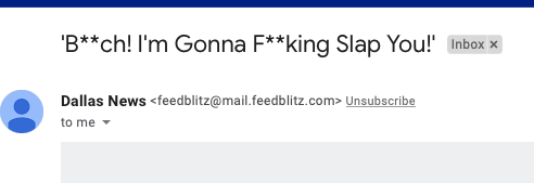 havnap's tweet photo. Come on @dallasnews seeing this hl in my inbox is kinda lowbrow for your publication isn't it?.  Esp given the next hl down is "Texas Family of 4 Was Massacred at Home in 2014 - and Suspect Was Just Arrested Getting off Plane". '*were massacred' btw (past tense). #KeepItClassy https://t.co/y6YxHNLsnT