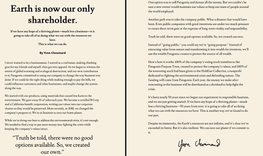 When leading the way turns into facts! 🌍🌏🌎
#patagonia #climate #yvonchouinard #patagonia #nature