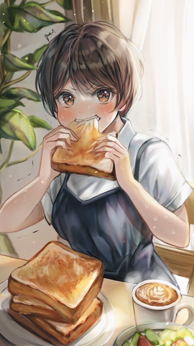 「toast in mouth」 illustration images(Latest｜RT&Fav:50)