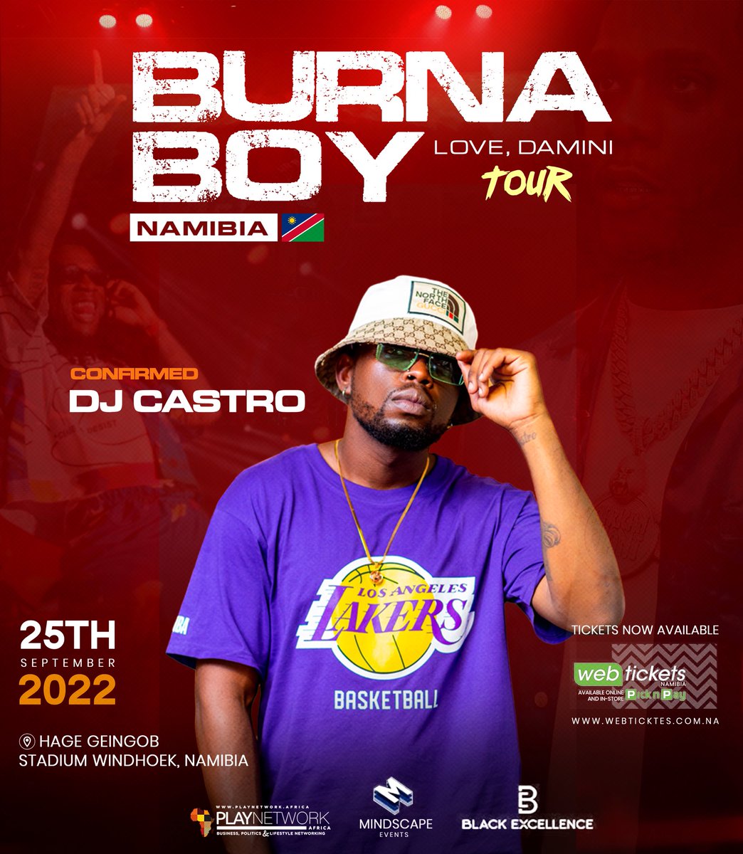 DjCastro_nam's tweet photo. βI need igbo and Shayoooo π₯π₯π₯
Letβs pull up @burnaboy Love Damini tour in Namibia ! Get your tickets now π―
#PrettyVibesOnly https://t.co/2hLNDtQNZs