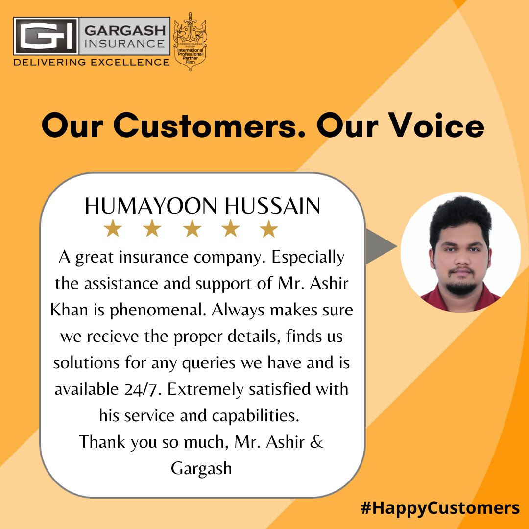 Gargash_Insrnce's tweet photo. Customer reviews like these motivate us to do our best 💯
Well done Ashir Khan ⭐
To reach out to our team of experts for your insurance inquiries, contact us here: hhttps://www.gargashinsurance.com/
#customerreviews #customertestimonial #insurancebroker #gargashinsurance https://t.co/7UNhQ9WQ7q