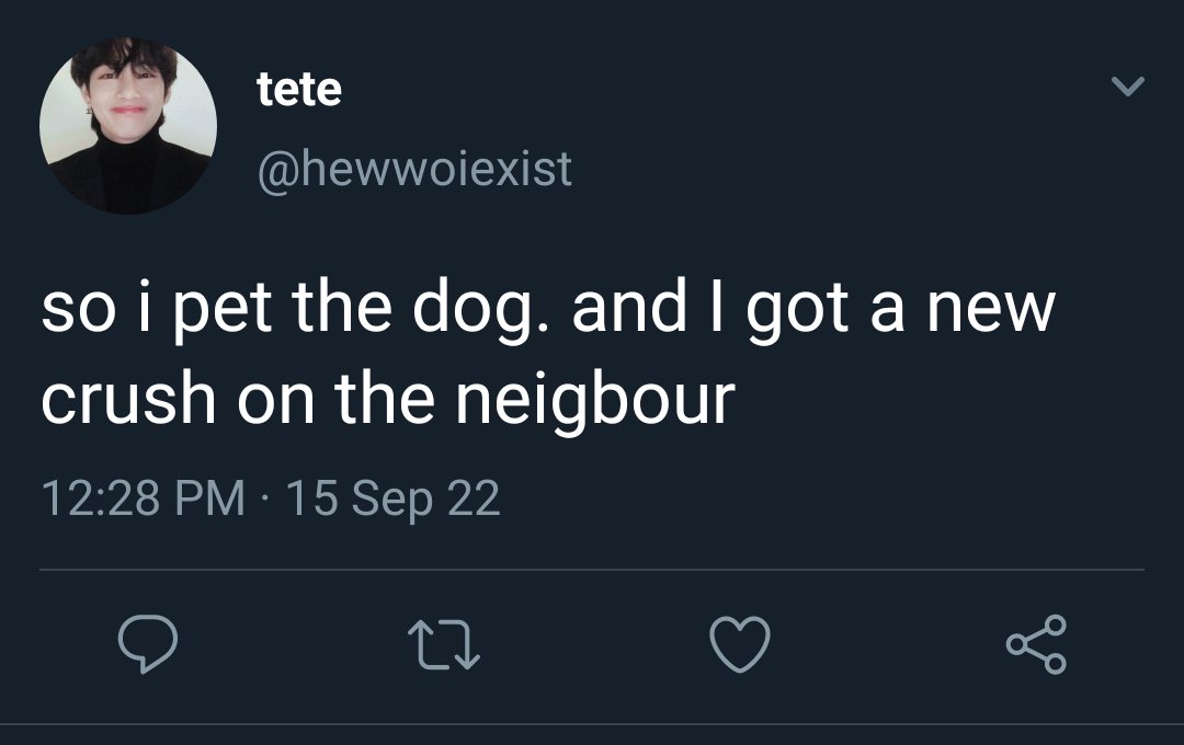 #taekook au

Jungkook moves into a new apartment, unaware that the floors are very thin. Taehyung, his downstairs neighbor finds an issue with this because Bam, Jungkook's dog barks &amp; runs around a lot. He wants to ask Jungkook to do something about it until—