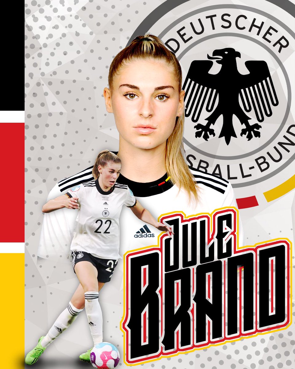 akers_designs's tweet photo. Jule Brand @DFB_Frauen #julebrand #womenssoccer #womensfootball #sportsgraphics #vflwolfsburg #sportsdesign #futbol #womenssportsdesign #womenssports #graphicdesign #weuro2022 #imteam https://t.co/Bqk95vhaL8