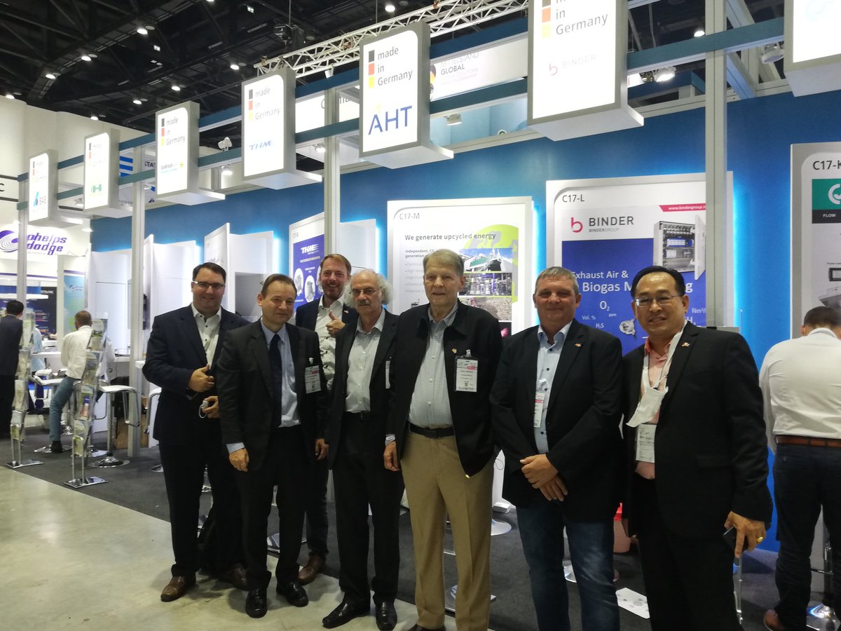 GermanAmbTHA's tweet photo. 🇩🇪 technology in 🇹🇭 #ThaiWaterExpo2022.  #MadeInGermany can help to achieve #sustainability. One example: Biogas to reduce waste and increase energy production. https://t.co/wZXnAQd8WL