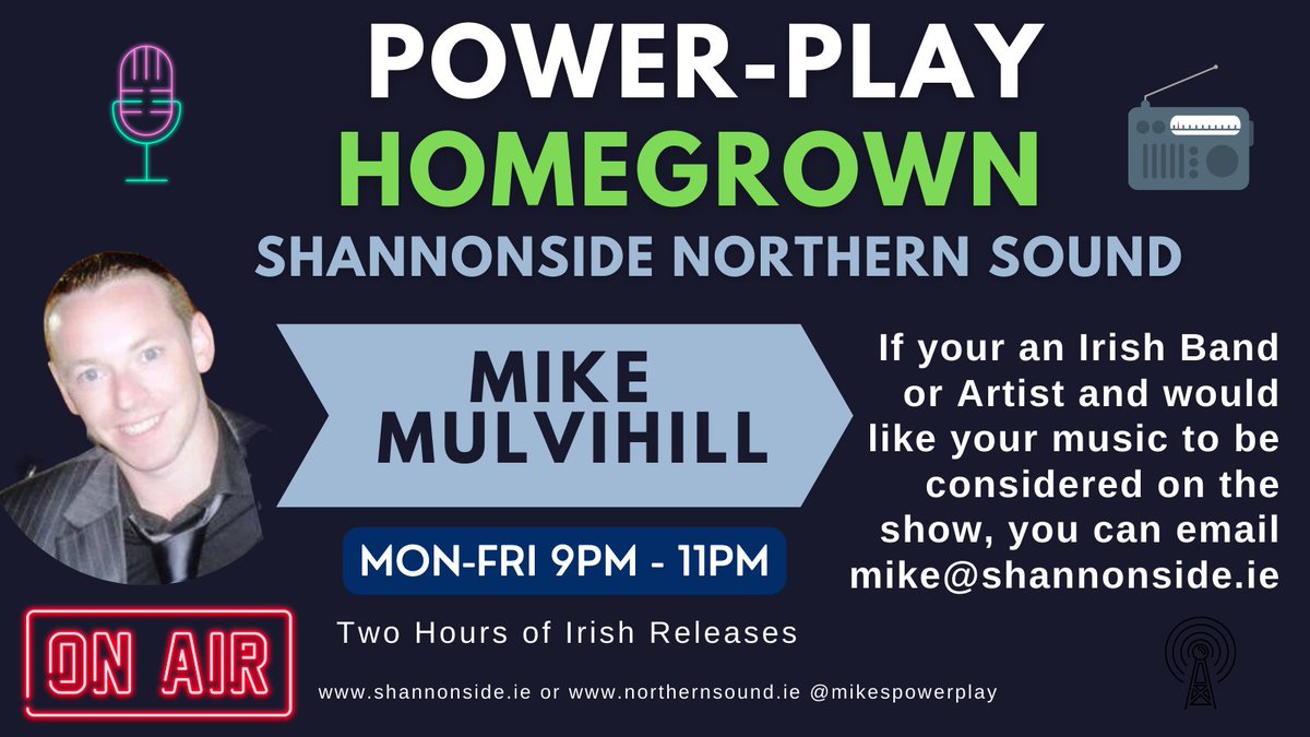 MikesPowerPlay's tweet photo. Also tonight on #PowerPlay #HomeGrown
@ShannonsideFM
@jackflamusic
#JohnGallen
#ND #nicholedesmond
@KyotoLoveHotel
@motodisplayteam
@hallieishername
@This_Is_Saige
@aoifedoylemusic
@GerrWalsh
@Aoife_N_Frances
@EricaCody
#DaveNulty
@THEMONTHAPRIL_
@RubyMossMusic
@JuniorBrotherIE https://t.co/GinyvETGSi