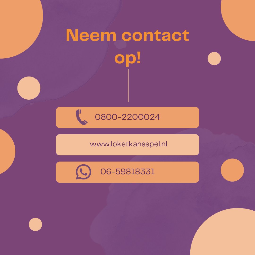 Maak jij je zorgen over het gokgedrag van jou of iemand anders? neem contact op!