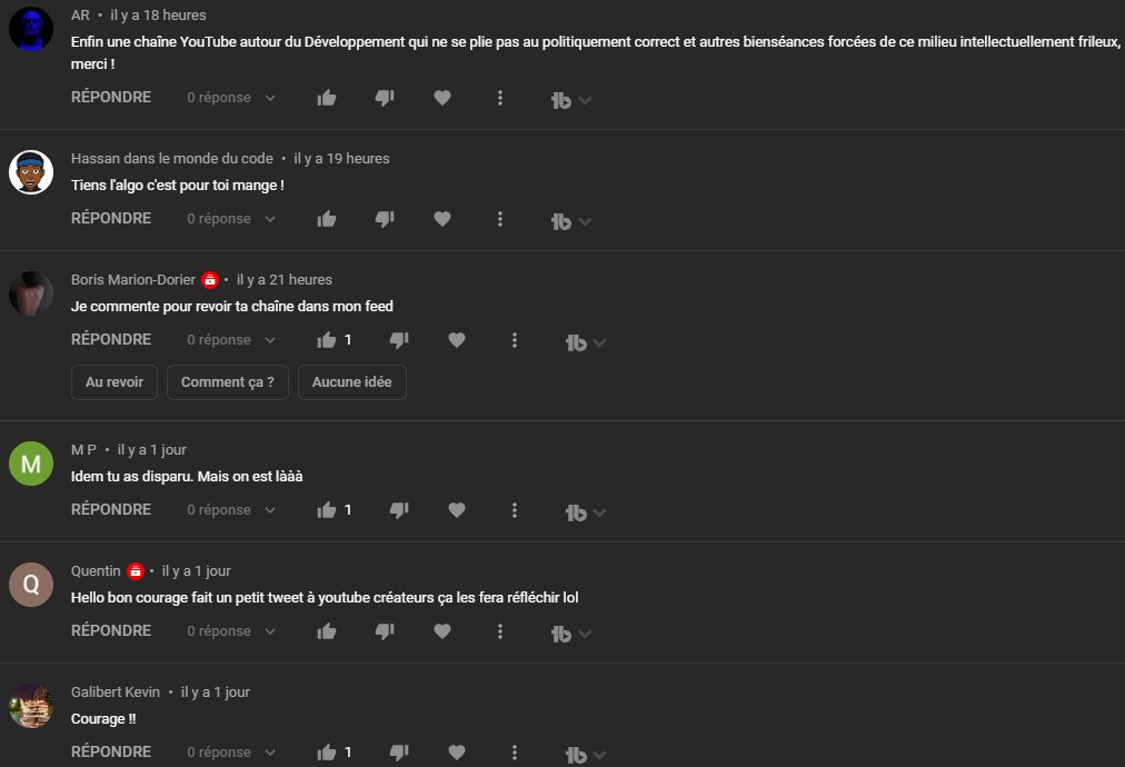 lefrerecodeur's tweet photo. Wtf les commentaires sous ma dernière vidéo, je m'attendais pas du tout à cette réaction. A la base je suis juste un con qui fait des vidéos sur la tech et qui balance quelques vannes bien salées. Je vois pas à quel moment je mérite ce soutien mais ça fait très plaisir. (1/4) https://t.co/4CUvcc9OMU