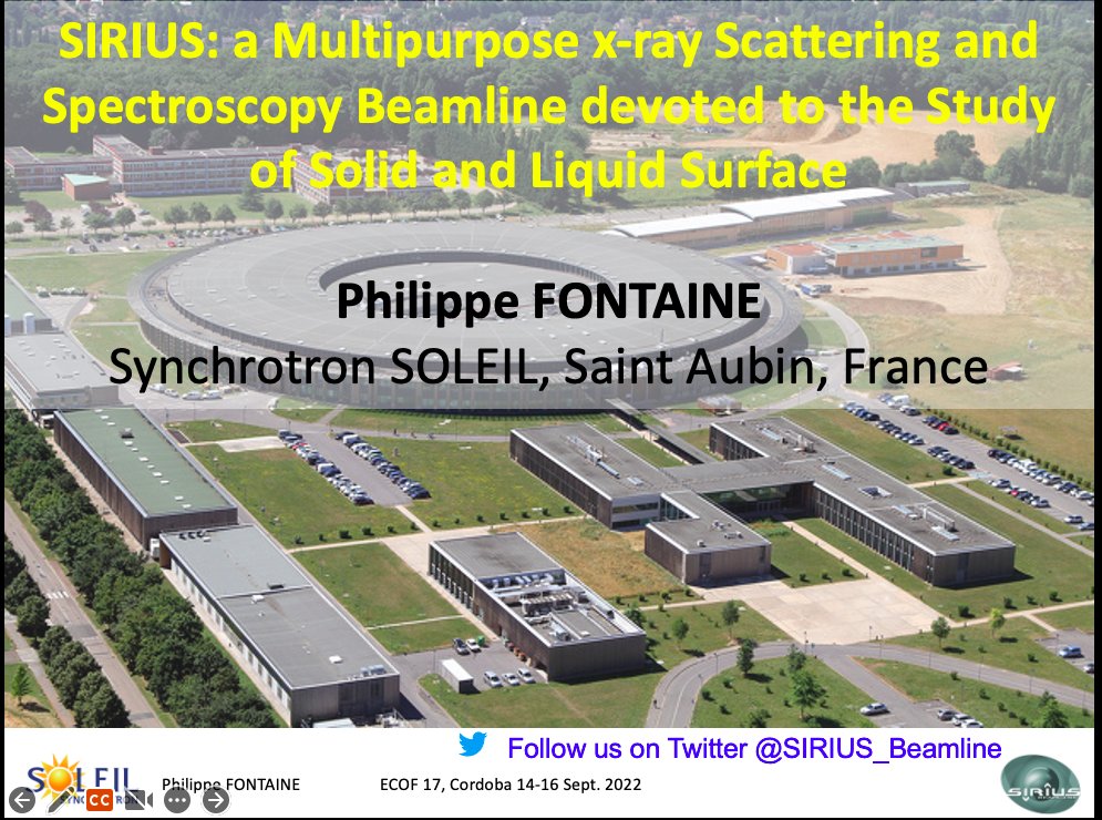 PhilippeParay's tweet photo. One about @SIRIUS_Beamline and the possibilities for the community of the #ECOF conferences #GISAXS, #GIWAXS, #GIXD, #TRXF https://t.co/5pP41Qj783