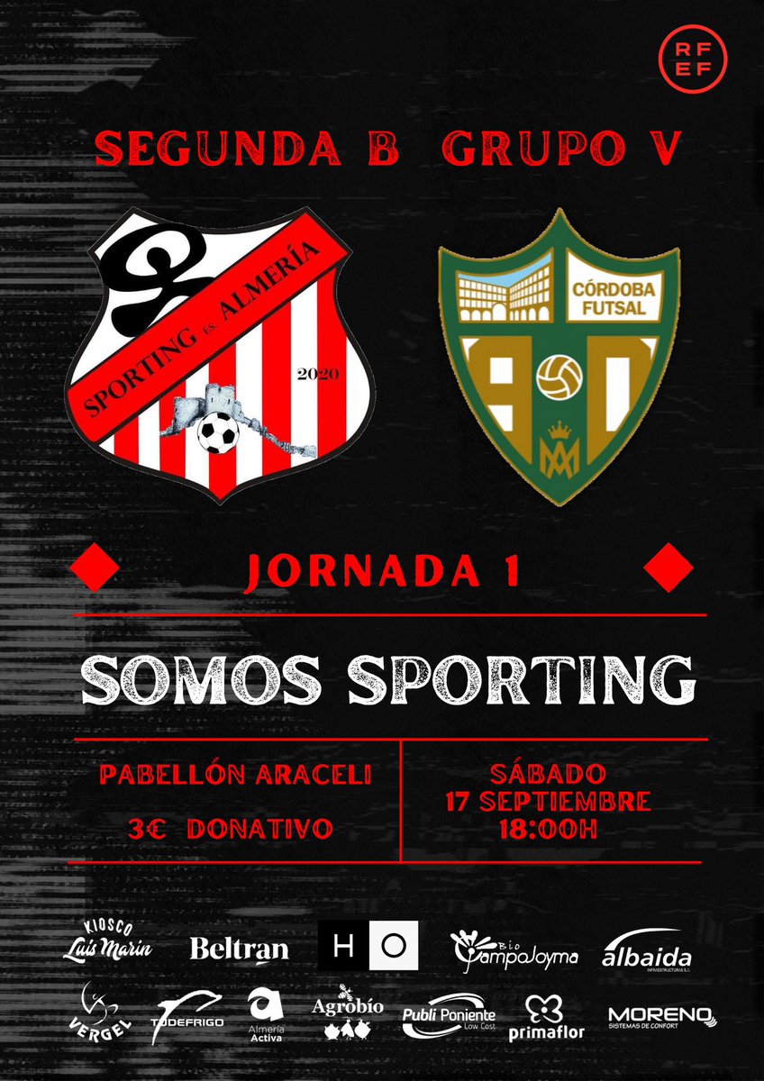 sportingfsalme1's tweet photo. Comenzamos esta nueva aventura cargados de ilusión y trabajo.

🗓️ 17 Septiembre
⏰ 18:00h
📍Pab. Araceli (Almería)
⚔️ @CordobaFutsal 
📺 https://t.co/OnCjmvtdM8 

Ayúdanos a dar los partidos en directo con tu suscripción a nuestro canal de YouTube. https://t.co/fq9Ok7ftAv