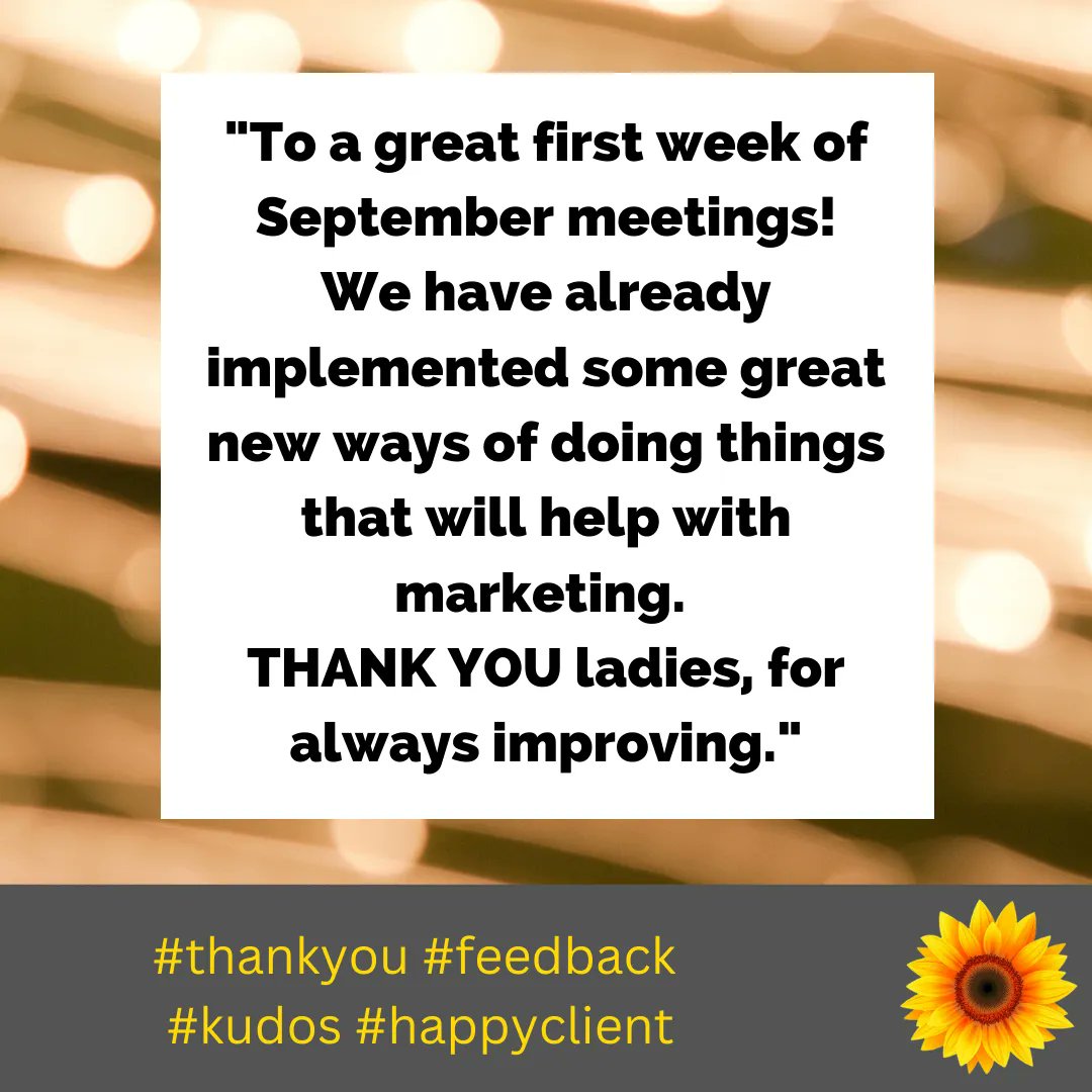 A lovely #ThankYouThursday to start off the month, with heartfelt appreciation from one of our clients. We run quarterly #virtual #coaching events for their members, and aim to continuously improve.
#SunflowerEventTeam #ThursdayThankYou #feedback #happyclient #kudos 🌻