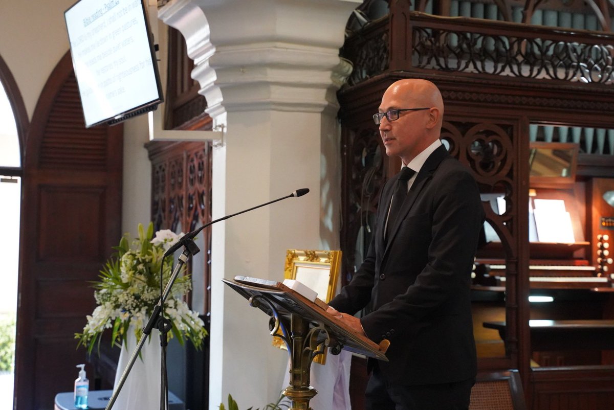 markgooding's tweet photo. I attended a moving Service of Thanksgiving for Her Late Majesty Queen Elizabeth today at Christ Church Bangkok. The church bells rang 96 times in tribute, once for each year of Her life. https://t.co/c7W60nRAcf