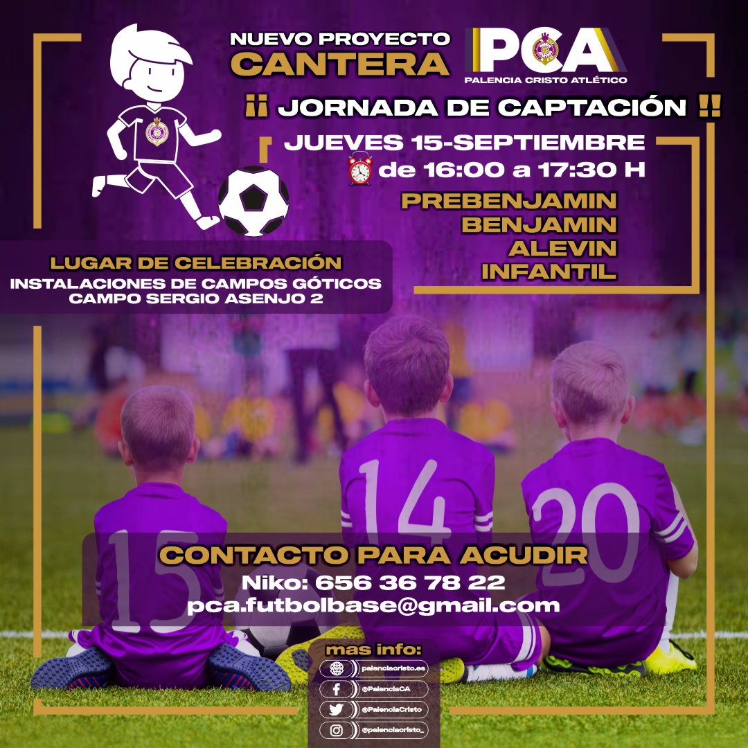 🅲🅰🅽🆃🅴🆁🅰
Si te gusta jugar al fútbol y aún no tienes equipo, ¡es el momento! ⚽️

Sin compromiso ven a probar al Palencia CA, buscamos jugadores y hoy estaremos haciendo captación

‼️Si te interesa no lo dudes
𝗣𝗢𝗡𝗧𝗘 𝗘𝗡 𝗖𝗢𝗡𝗧𝗔𝗖𝗧𝗢 𝗖𝗢𝗡 𝗡𝗢𝗦𝗢𝗧𝗥𝗢𝗦