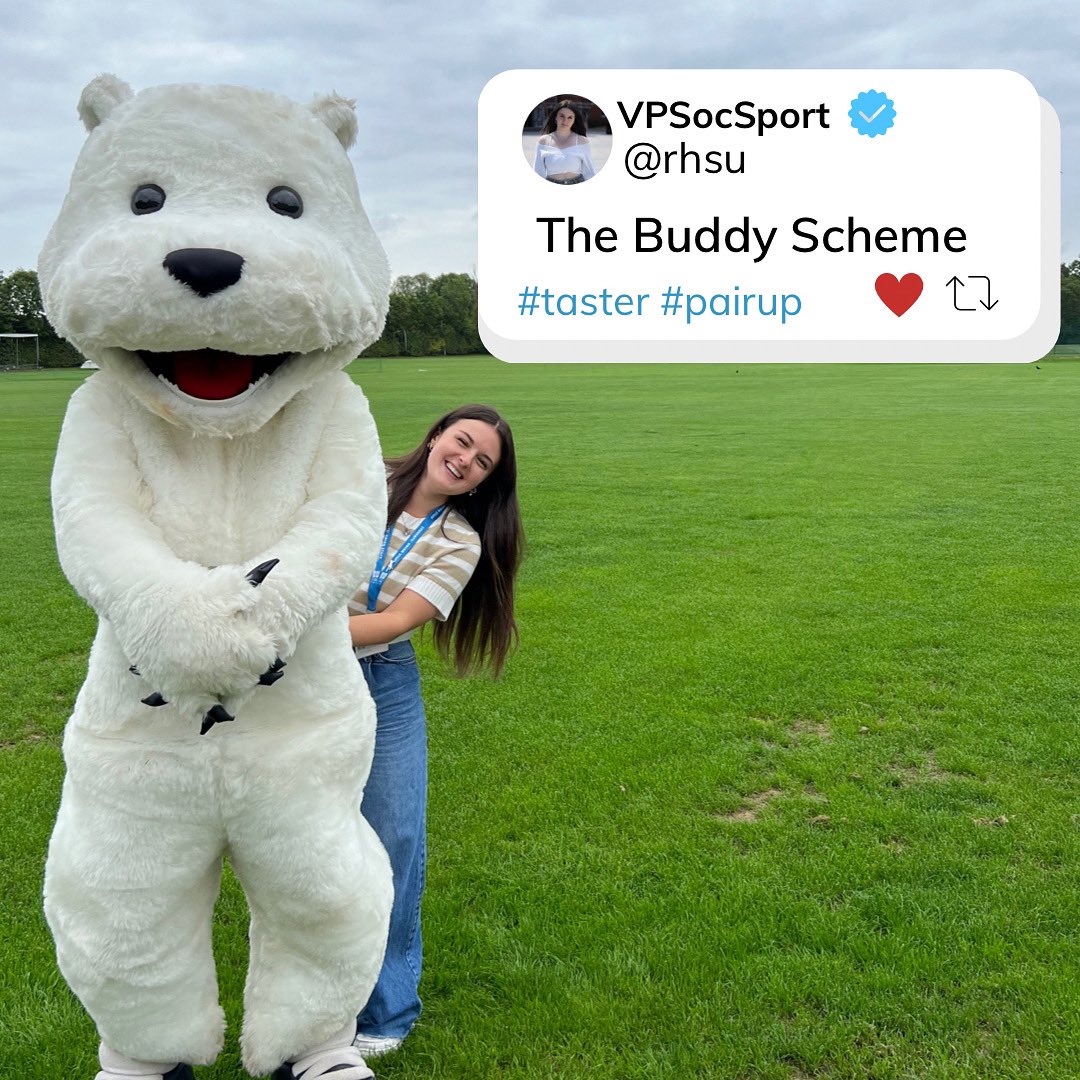 Alastair Copland VP (@rhsusocsport) on Twitter photo So excited to introduce The Buddy Scheme🫶🏼
The Buddy Scheme aims to match students that are interested in attending the same taster session, Give It A Go or/and <a href="/RHULSPORT/">Royal Holloway Sport</a> activity during the first two weeks of term.
Find out more here:
su.rhul.ac.uk/news/article/s… So excited to introduce The Buddy Scheme🫶🏼
The Buddy Scheme aims to match students that are interested in attending the same taster session, Give It A Go or/and <a href="/RHULSPORT/">Royal Holloway Sport</a> activity during the first two weeks of term.
Find out more here:
su.rhul.ac.uk/news/article/s…