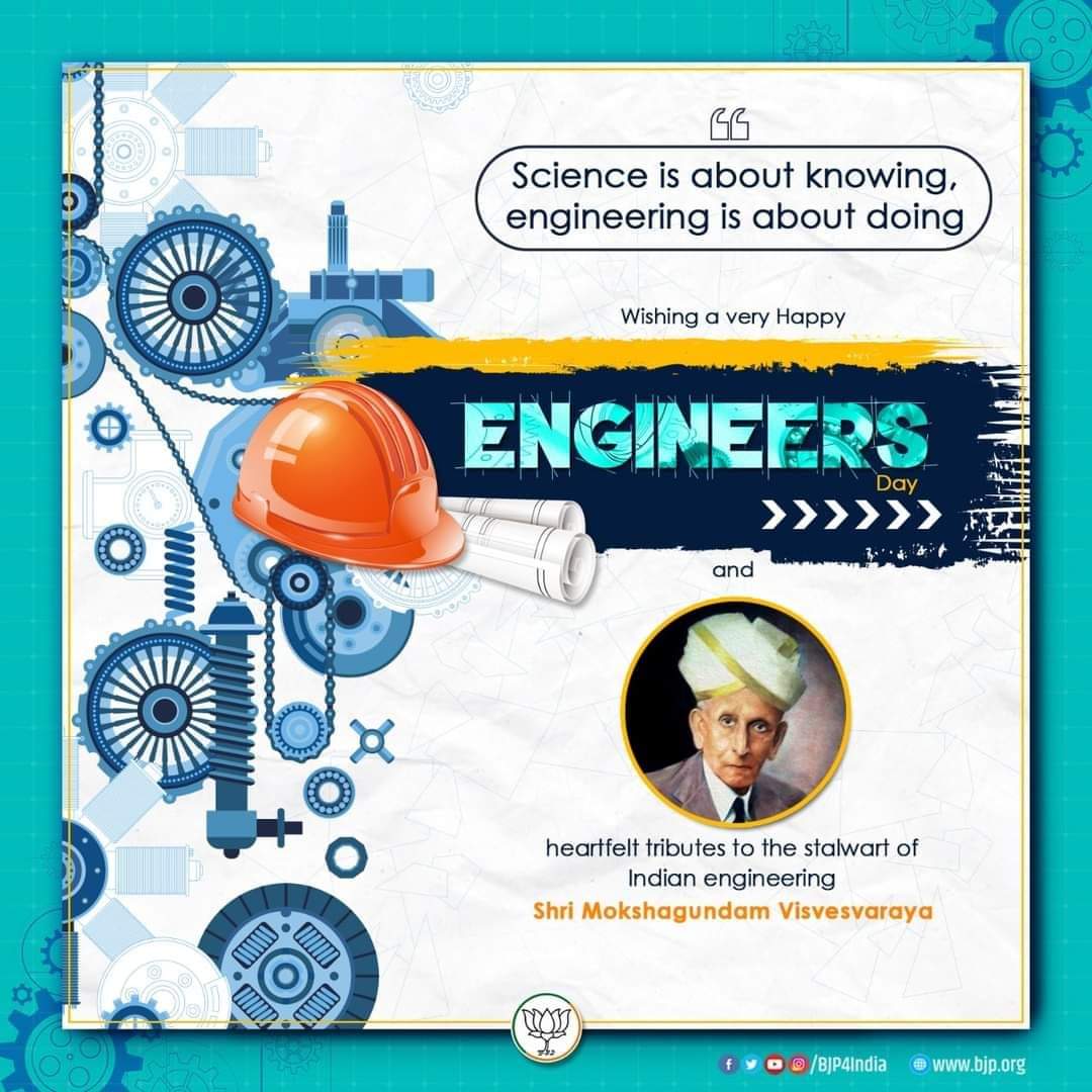 UDafane's tweet photo. On #EngineersDay,saluting every engineer contributing towards a better society!
Tributes to BharatRatna Sir #MokshagundamVisvesvaraya on his birth anniversary!
भारतीय अभियांत्रिकीचे जनक भारतरत्न सर विश्वेश्वरय्या यांना जयंतीनिमित्त विनम्र अभिवादन!अभियंतादिनाच्या हार्दिक शुभेच्छा! https://t.co/bSzqLAV3Y6