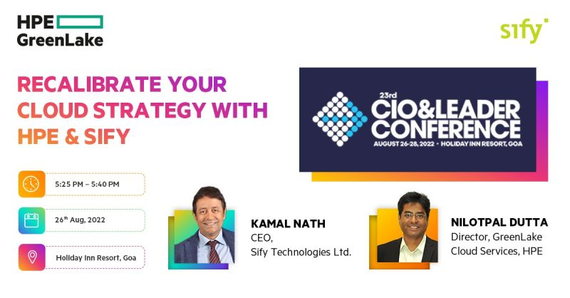 sifytech's tweet photo. Throwback to last month when Kamal Nath, CEO,
@sifytech, and Nilotpal Kumar Dutta, Director of GreenLake Cloud Services, @HPE_IN talked to top #CIOs about recalibrating their cloud strategy.
Watch the video here: https://t.co/9ZuEzMhtIm
#cloudatcore #CloudComputing #multicloud https://t.co/bEcgDTf63D