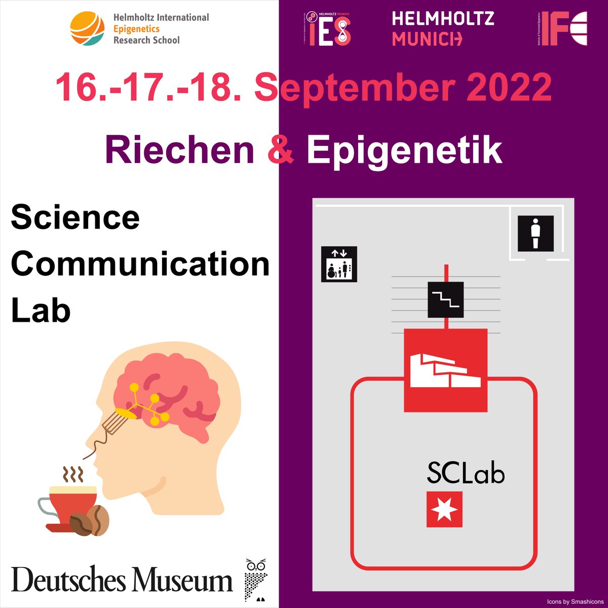 TOMORROW !!! We go to deutsches-museum.de 👏 @ their new Science Communication lab we will be discussing how we can smell 👃 and discover how #epigenetics 'decides' what we smell Join our scientists from @HelmholtzMunich and @epigeneticsHMGU - Have fun & discover Science