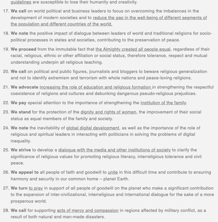 NovusOrdoWatch's tweet photo. Bizarre! The full English text of the #FinalDeclaration adopted by the Congress of Leaders of World and Traditional Religions today has been removed from the official web site: https://t.co/KrnrWtxpeJ Here are screenshots of what was posted there earlier. >>> #PopeinKazakhstan https://t.co/ZINietxwuY