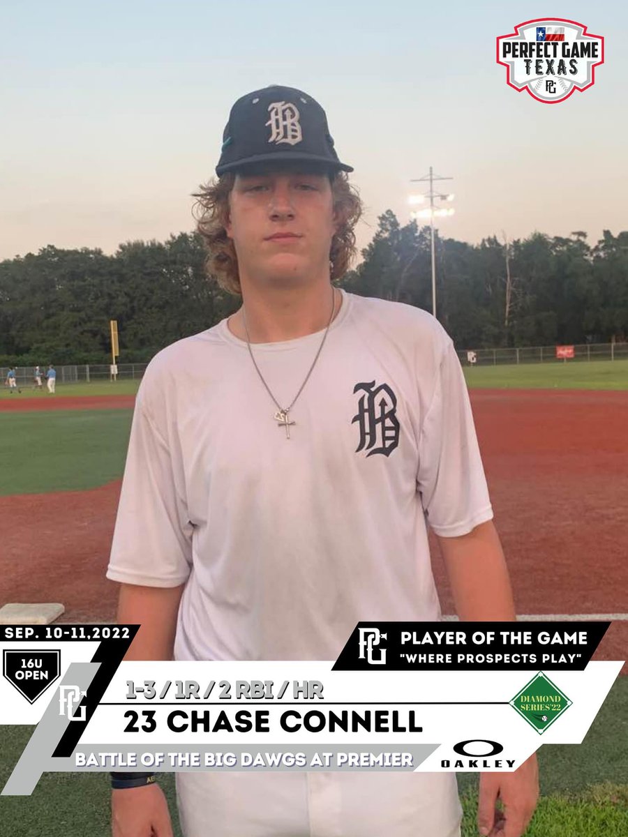 ChaseConnell25's tweet photo. Thank you @Texas_PG ….  I am blessed to have been selected POG in these tournament games….@CyRanchBB @BanditoBaseball @BanditoRecruits @SunilSunderRaj3 @topbaseballpro1 @PerformEdge_HTX @JimmyRayMedia @NCAA @GVO_Uncommitted @BaseballCf @BUncommitted @TopPreps https://t.co/iPovjpdl6Y