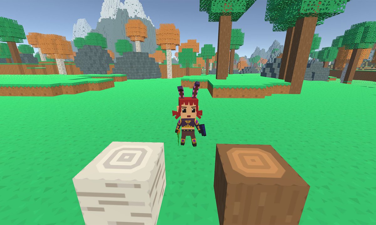 HubWorldGame's tweet photo. We've made new world improvements including birch trees, transparent leaves, distance fog, and blocks with different textures per side!

#indiegame #madewithunity #voxel https://t.co/cWseUkRp31
