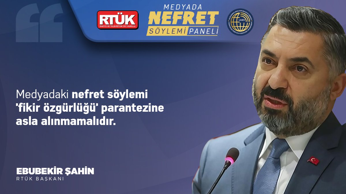 RTÜK Başkanı <a href="/ebekirsahin/">Ebubekir Şahin</a>:

"Medyadaki nefret söylemi 'fikir özgürlüğü' parantezine asla alınmamalıdır."

📍Nefret Söylemi