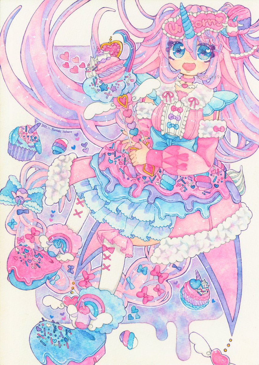 専用　手描きイラスト　ゆめかわい子ちゃん　オリジナル　水彩画 髏々咲すかる☠️💗 on X: 