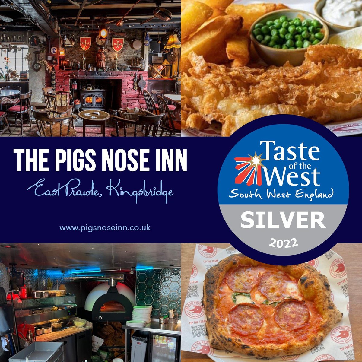 We are over the moon that The Pigs Nose Inn has been awarded silver in the Taste of the West Hospitality Awards 2022  in the dining pub category, with the judges saying, “we would go as far as to say that it was the best fish and chips we have had this year!