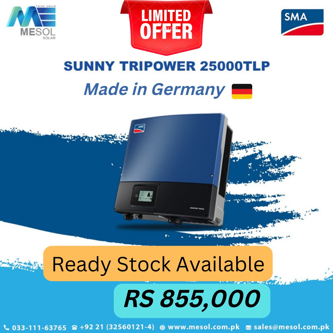 MesolSolar's tweet photo. SMA 25kw On-grid inverters made in Germany are now in stock. Offer is valid for a short period of time only.
#solar #Mesol #SMA #InverterAC #inverter #germanmade #sma #german #solarinvertersystem #solarinverter https://t.co/z8DaJkLvh2