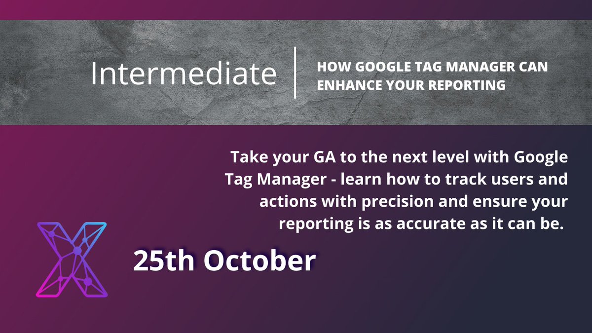 OptixAcademy's tweet photo. Join us for this Intermediate session on How Google Tag Manager Can Enhance Your Reporting next month; you can find the booking link and more information in our bio!

#optixacademy #digitaltraining #digitalskills https://t.co/0wsLlzfnx0