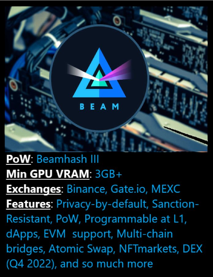 📢#Ethereum #merge  Public Announcement📢

Attention #EthereumClassic miners!

DYR and then point at least 5% of your hashpower to #BeamPrivacy. Don't wait until you need it!!

#MineForPrivacy     beam.mw