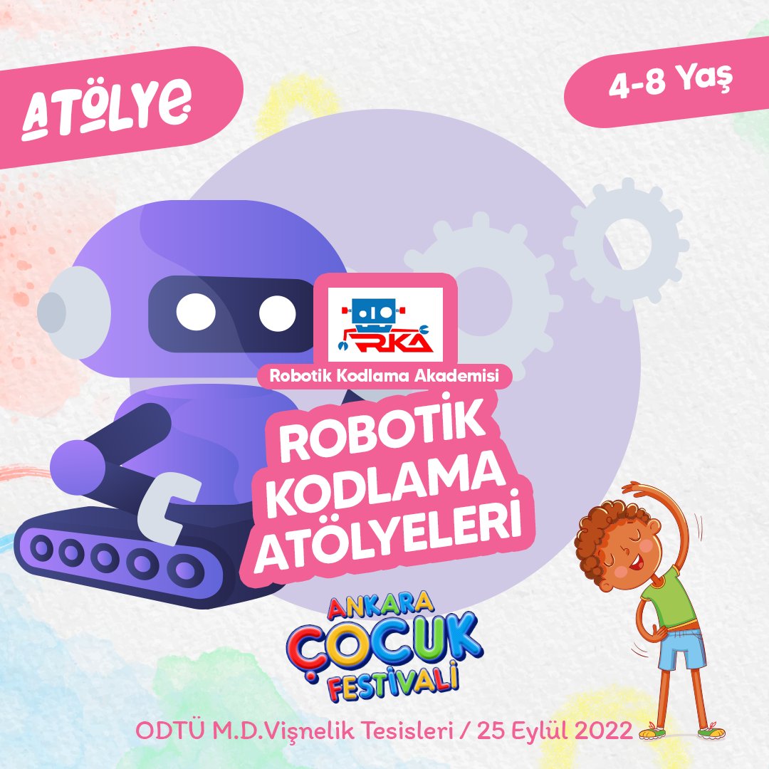 Minikler, “Robotik Kodlama” atölyelerinde öğreniyor, eğleniyor, yeni arkadaşlar ediniyor!
🤖🤖🤖

🗓️25 Eylül 
📍ODTÜ M.D. Vişnelik Tesisleri
🎟️Biletler <a href="/biletix/">Biletix</a> ve <a href="/biletinial/">Biletinial</a>’da

#doğayıseveğlenceyesarıl 
#çocuklaçocukolanfestival
🌲
#robotik #ankaraçocukfestivali
