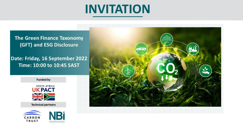 thecarbontrust's tweet photo. Tomorrow we're joining the #GreenFinance Taxonomy (GFT) and ESG Disclosure webinar with @NBISA, the 2nd in the GFT Expansion Webinar Series being hosted in September. Our experts Tahnee and Rudolf moderate the panel. Join tomorrow from 10-10:45am SAST (9-9:45am BST), register 👇
