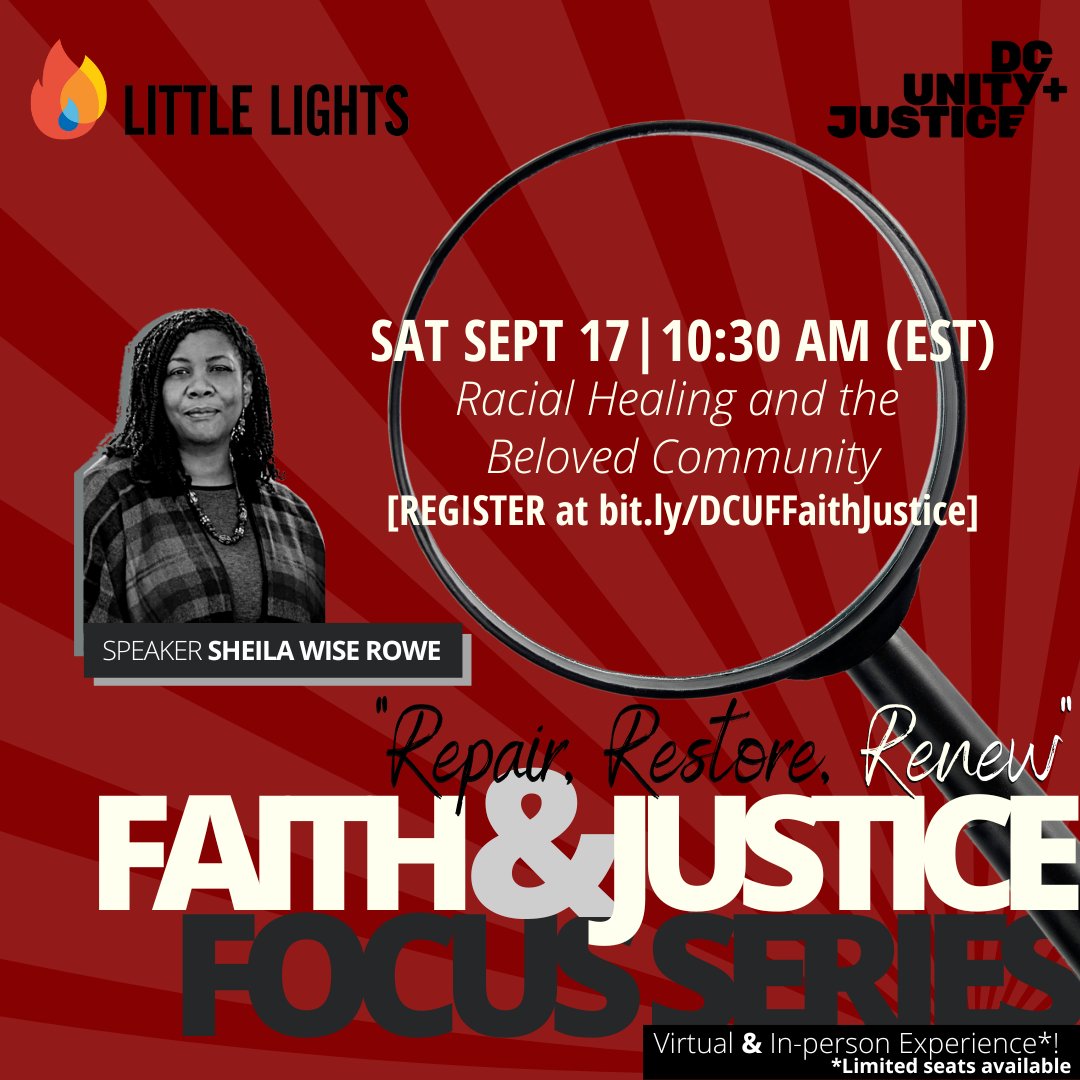 dcunityjustice's tweet photo. #IYMI Did you know we are co-hosting (s/o @LittleLightsDC ) our third and final Faith &amp; Justice Focus Series 2022 session THIS SATURDAY? Registration is still open and you don't want to miss @SheilaWiseRowe ! Thank you to our incredible sponsors for your support! https://t.co/27cWQVgIfO