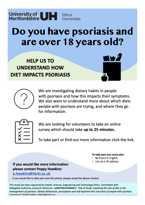 PoppyHawkins's tweet photo. 📌Want to be involved in research exploring diet and psoriasis?  

📣We need your help to better understand the role of diet in the management of #psoriasis  

To be involved in our #diet and #psoriasis study or to find out more info, click the link ➡️https://t.co/Yb0YVLdwz3 https://t.co/9GkZW04LR3