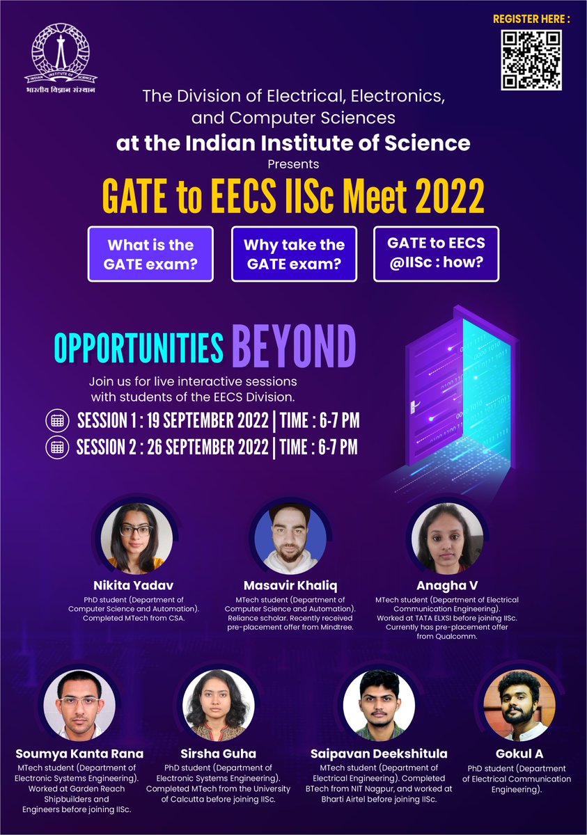 The Division of Electrical, Electronics, and Computer Sciences presents '𝐆𝐀𝐓𝐄 𝐭𝐨 𝐄𝐄𝐂𝐒 𝐈𝐈𝐒𝐜 𝐌𝐞𝐞𝐭 𝟐𝟎𝟐𝟐'.
Join and get your questions answered by our students!
Register here: forms.office.com/r/P3mtAvPgn3