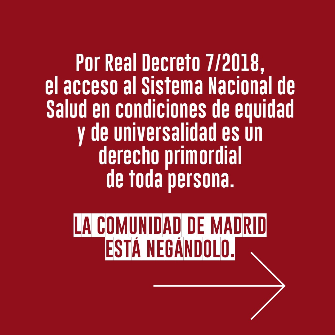 Salud_Culturas's tweet photo. Si vives en Madrid y no puedes acceder al TAR o conoces a alguien que esté sufriendo exclusión sanitaria, puedes contactarnos.
#MadridTeQuierePositivo
@cesida_esp @gTtVIH @Kifkif_iguales @acciontriangulo @Apoyopositivo   
@COGAM @Imaginamas https://t.co/l0M5kNdueq
