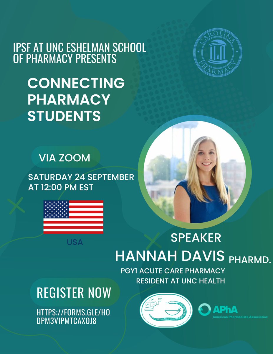 UPSA is so excited to participate in the Connecting Pharmacy Students project, organised by <a href="/IPSForg/">International Pharmaceutical Students' Federation</a> Chapter at UNC Eshelman School of Pharmacy in North Carolina.

The first event with <a href="/APhAASP/">APhA-ASP</a> is already at the next week🔥
