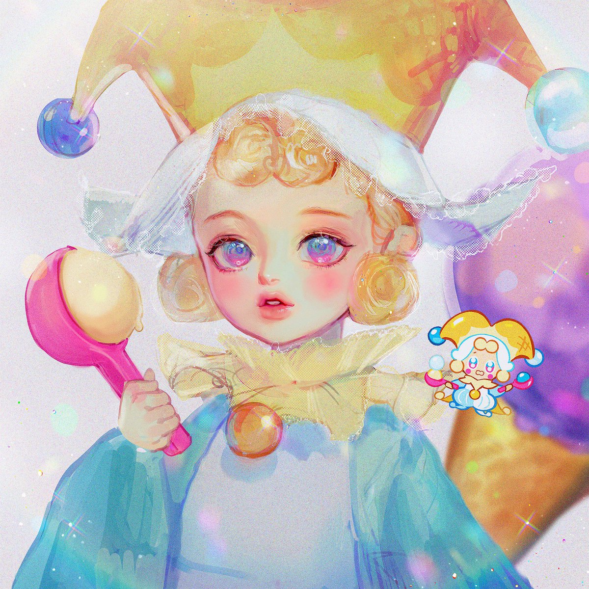 co_mi_o_o's tweet image. #콕카인_쿠키런_합작
너무 귀여워서 첫눈에 반한 구슬아이스 맛 쿠키입니다!!🔮
+아기요정같지만,,(착한얼굴에그렇지못한성격이랍니다⭐️)